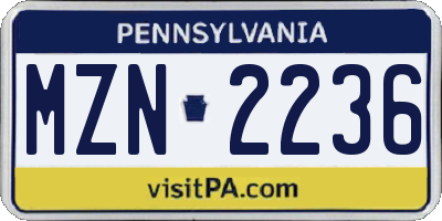 PA license plate MZN2236