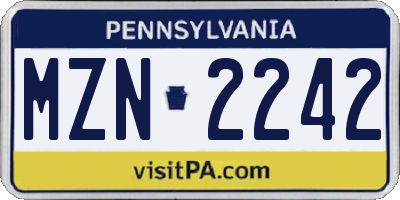 PA license plate MZN2242