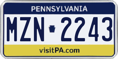 PA license plate MZN2243