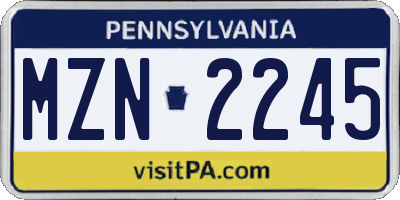 PA license plate MZN2245