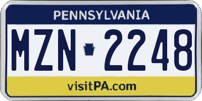 PA license plate MZN2248