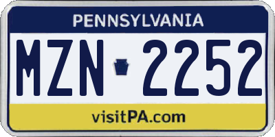 PA license plate MZN2252