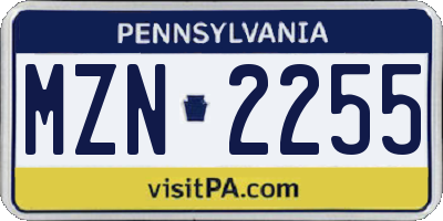 PA license plate MZN2255