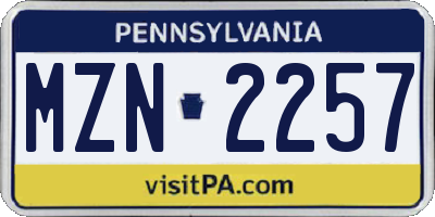 PA license plate MZN2257