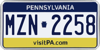 PA license plate MZN2258