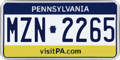 PA license plate MZN2265