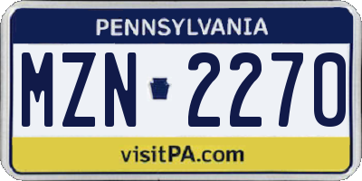 PA license plate MZN2270