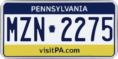 PA license plate MZN2275