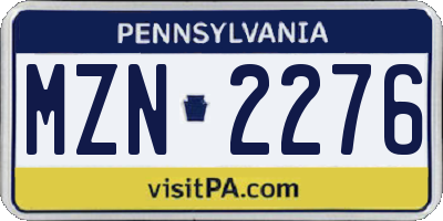 PA license plate MZN2276