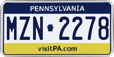 PA license plate MZN2278