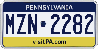 PA license plate MZN2282