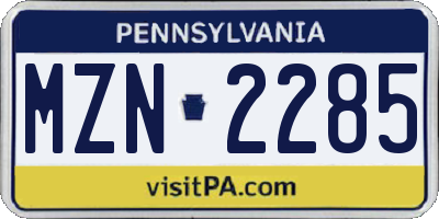 PA license plate MZN2285