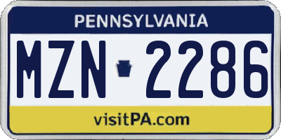 PA license plate MZN2286