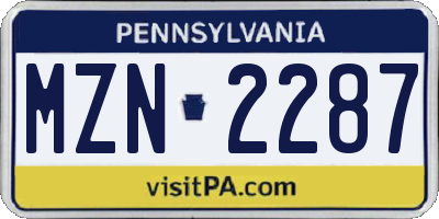 PA license plate MZN2287