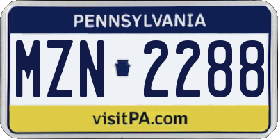 PA license plate MZN2288