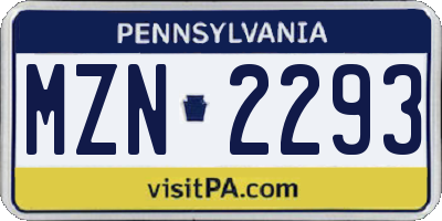 PA license plate MZN2293