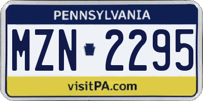 PA license plate MZN2295