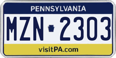 PA license plate MZN2303