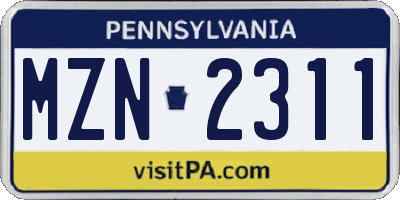 PA license plate MZN2311