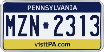 PA license plate MZN2313