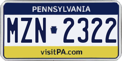 PA license plate MZN2322