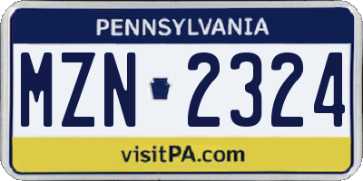 PA license plate MZN2324