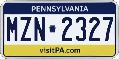 PA license plate MZN2327