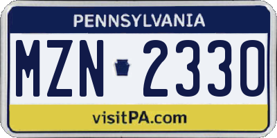 PA license plate MZN2330