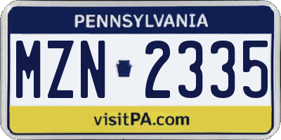 PA license plate MZN2335