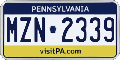PA license plate MZN2339