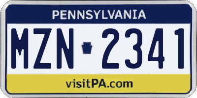 PA license plate MZN2341