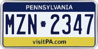 PA license plate MZN2347