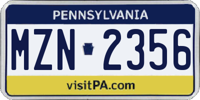 PA license plate MZN2356