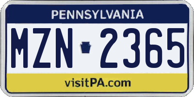 PA license plate MZN2365