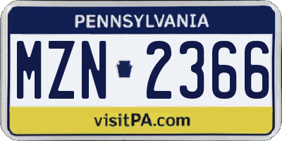 PA license plate MZN2366