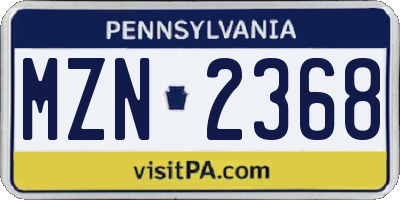 PA license plate MZN2368