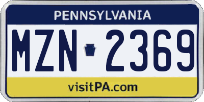 PA license plate MZN2369
