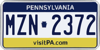 PA license plate MZN2372