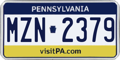 PA license plate MZN2379
