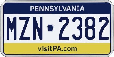 PA license plate MZN2382