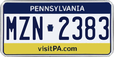 PA license plate MZN2383