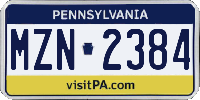 PA license plate MZN2384