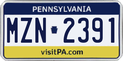PA license plate MZN2391
