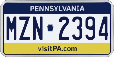 PA license plate MZN2394