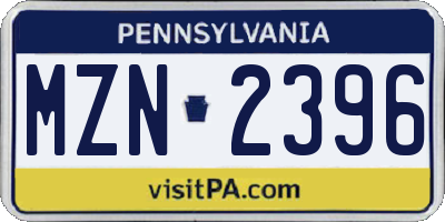 PA license plate MZN2396