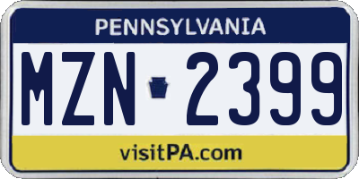 PA license plate MZN2399