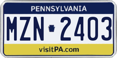 PA license plate MZN2403