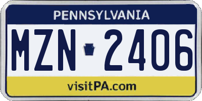 PA license plate MZN2406