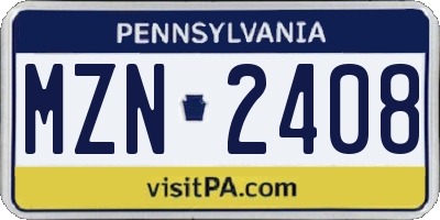 PA license plate MZN2408