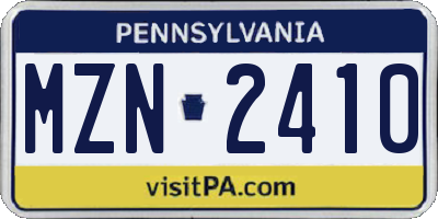 PA license plate MZN2410